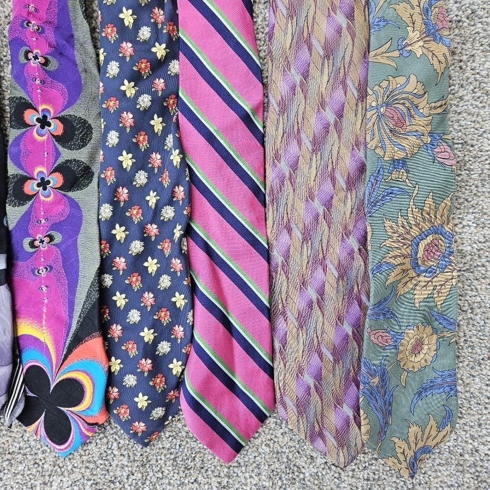 Tie Lot 12 Vintage Mens Neck Ties Colorful Business Variety - Picture 3 of 13